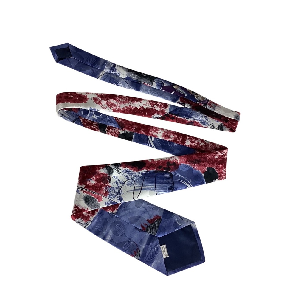 Gold Star Mens Blue Burgundy Fly Fishing Fisherman Novelty Graphic Necktie Tie